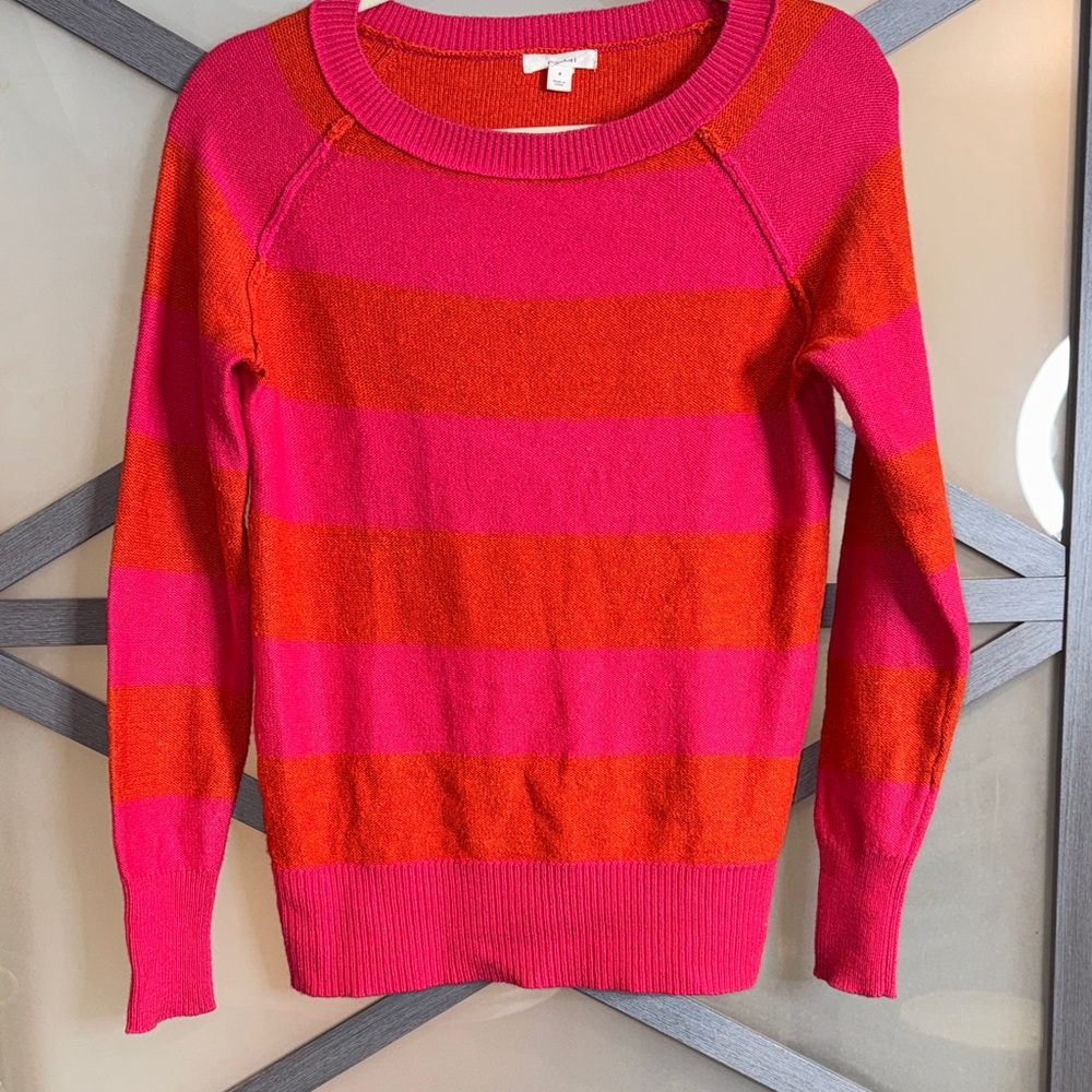 Caslon Nordstrom Pink Orange Striped Angora Blend Sweater Women’s Small
